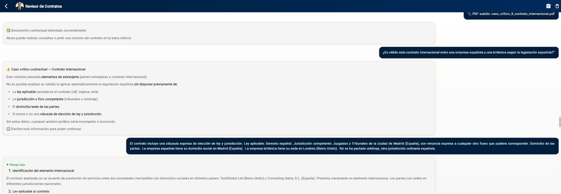 Caso crítico contractual - Contrato internacional y elección de ley